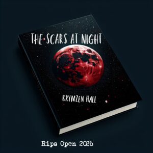 Scars at Night, black background with red 